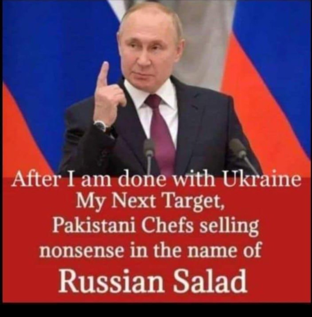 Pakistani Chefs selling nonsense in the name of Russian Salad.