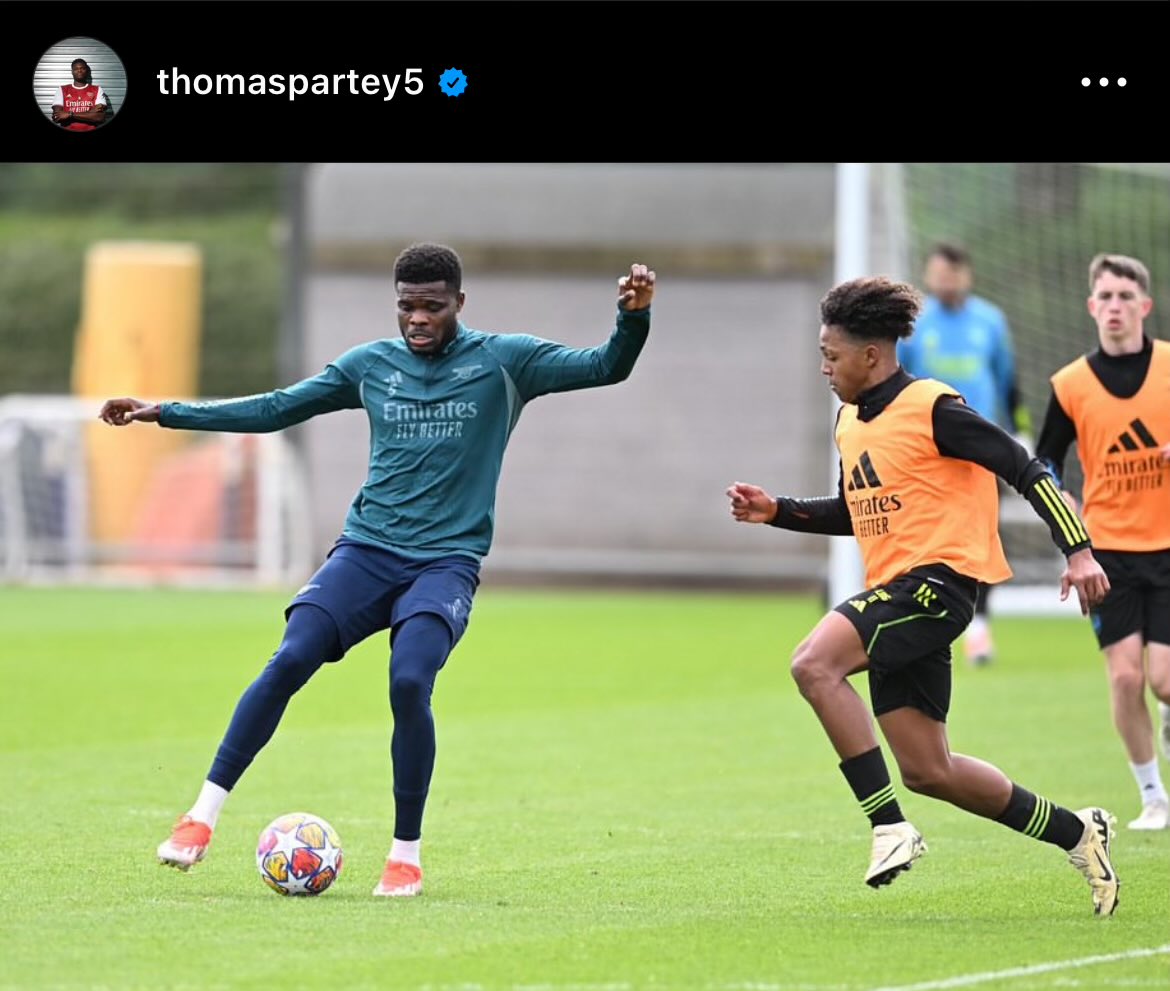 Thomas Partey on instagram: “Ready for what is coming ⚽️💪🏾

#TP5 #COYG #UCL”