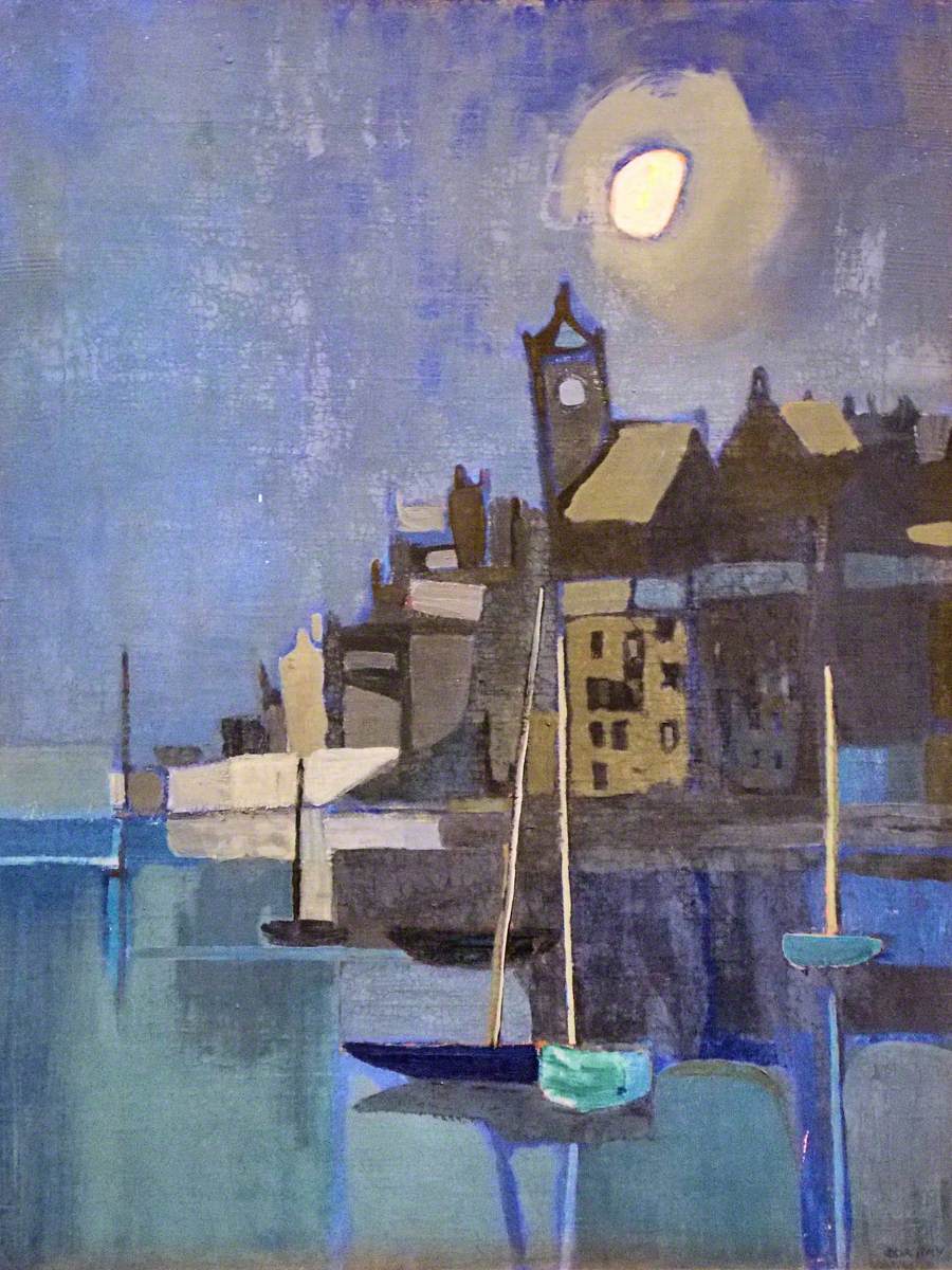 With a total solar eclipse visible across America, we are sharing 'Moonlight, Gourock' by Dorothy Steel. The artist studied at The Glasgow School of Art and spent her life drawing inspiration from the River Clyde.