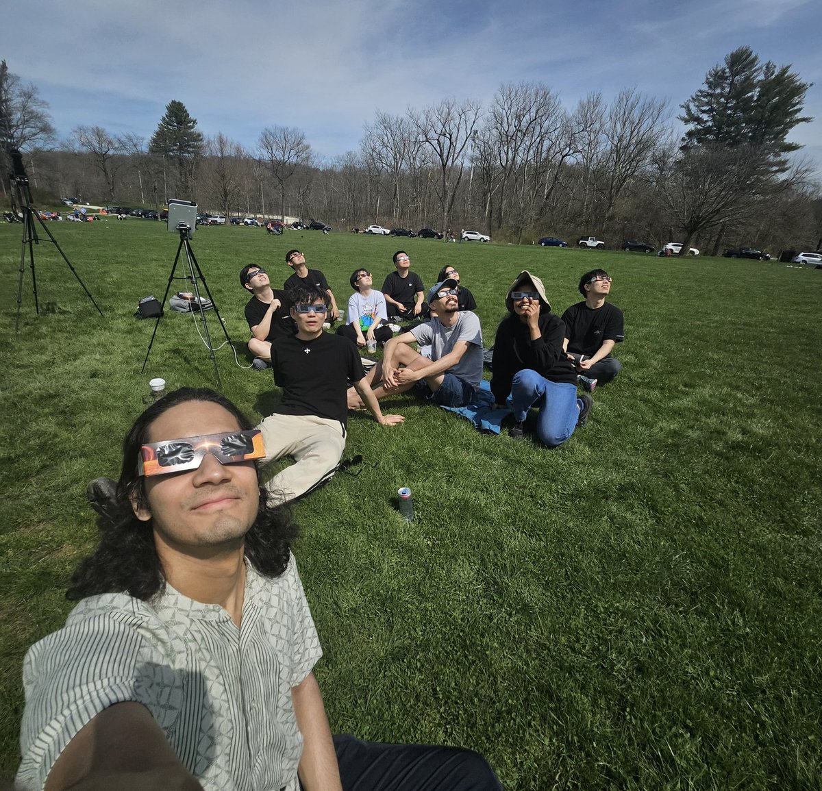 A couple of GAMMA members took a break from the lab to view the eclipse today 😎