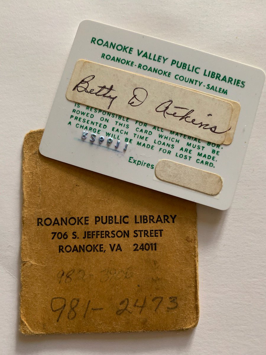 #NationalLibraryWeek holds a special place in my heart because of my mother, who loved reading and taking us to the local public library in Roanoke. Her library card is now one of my most treasured possessions!