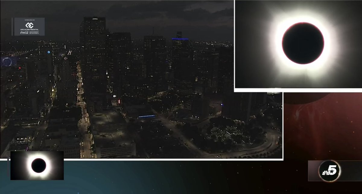 Just surreal images of totality in Dallas coming in from our @NBCDFW coverage of the #GreatAmericanEclipse. A once in a lifetime experience for North Texas!