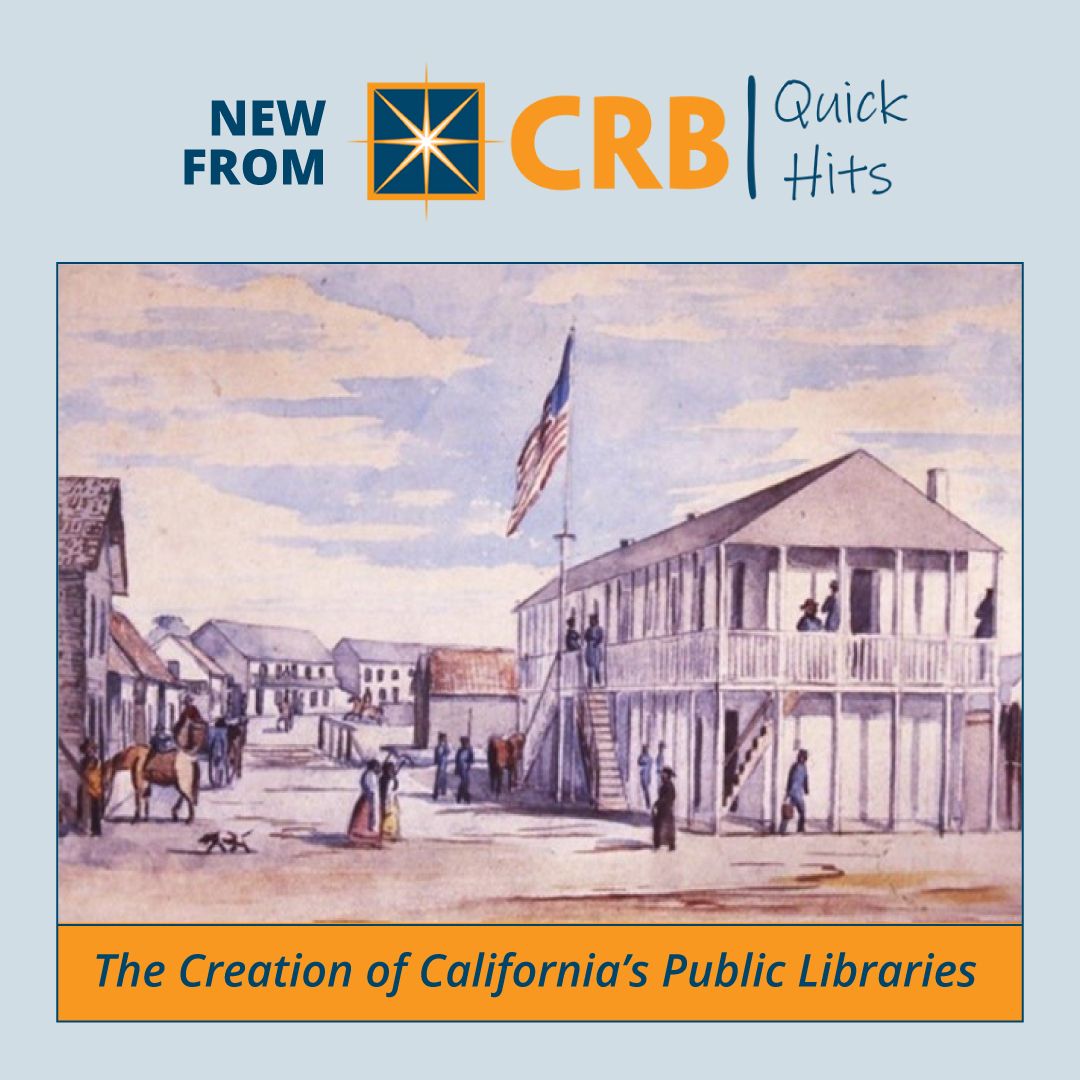 CRB has released its latest Quick Hit, The Creation of California's Public Libraries, in celebration of #NationalLibraryWeek! Read on! library.ca.gov/crb/quick-hits…