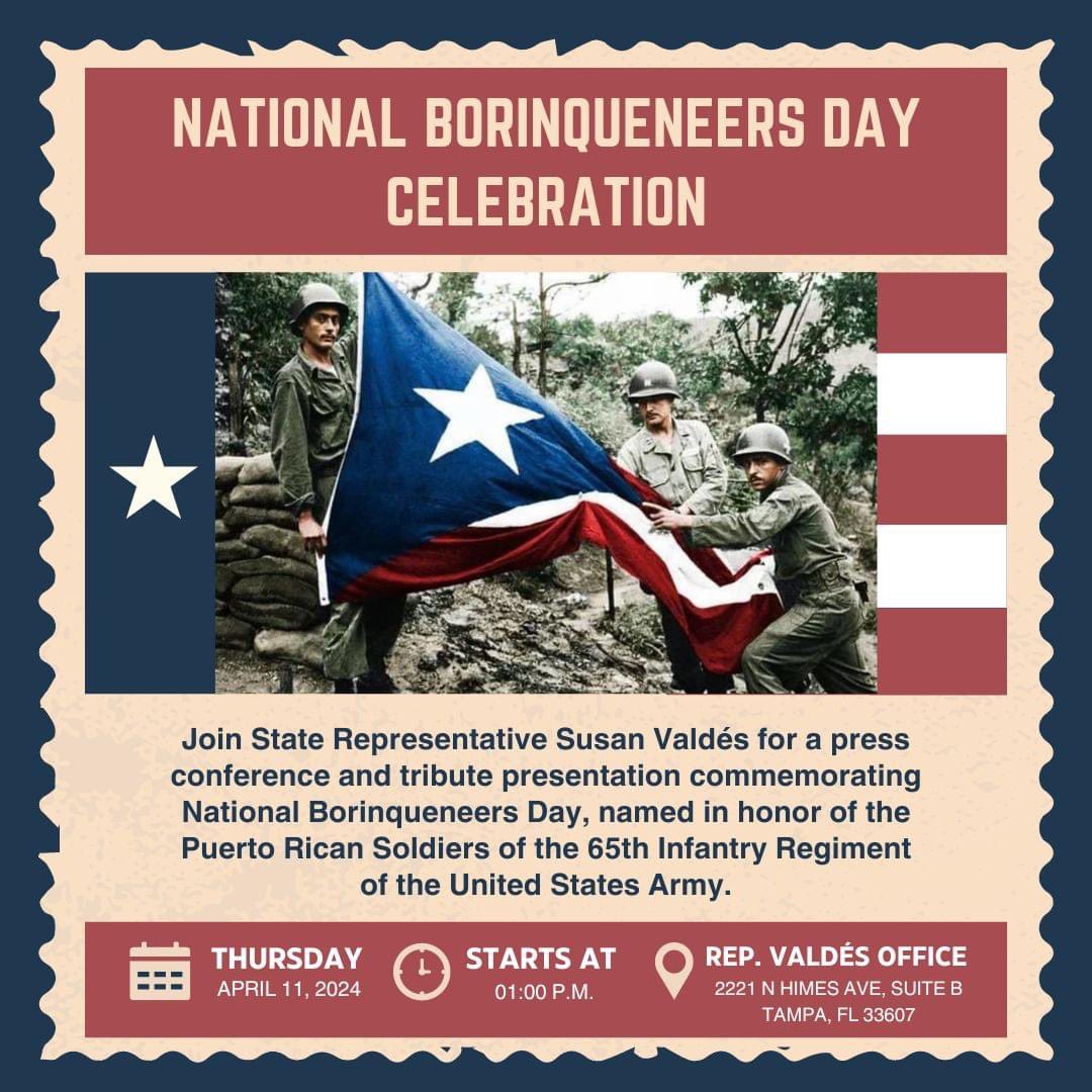 This Thursday my office is hosting a press conference to highlight the service of the Borinqueneers in the US Armed Forces ahead of #NationalBorinqueneersDay. All are welcome to join me in recognizing our Borinqueneer veterans for their dedicated service to our country.