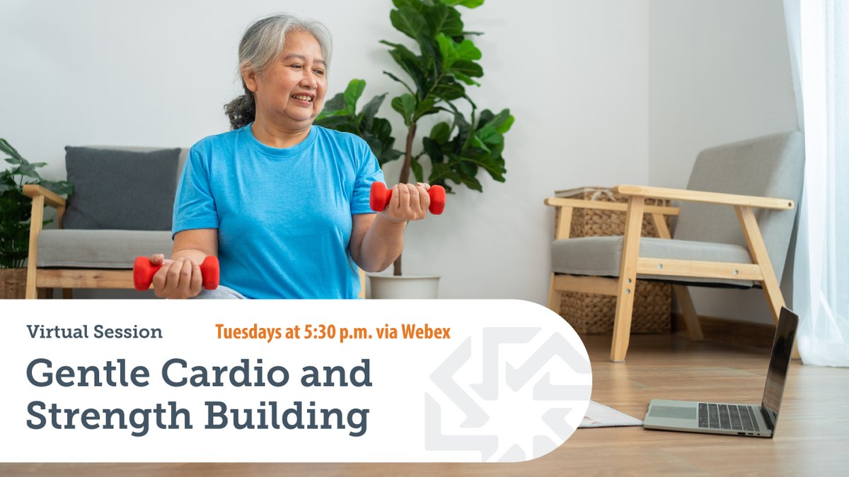 Join us for this free, virtual workout class, led by instructor Cheryl Jenkins. She will walk you through 45 minutes of strength training, light cardio exercises and stretching — modifications will be given for each exercise. Register at: bit.ly/3j7XdDo