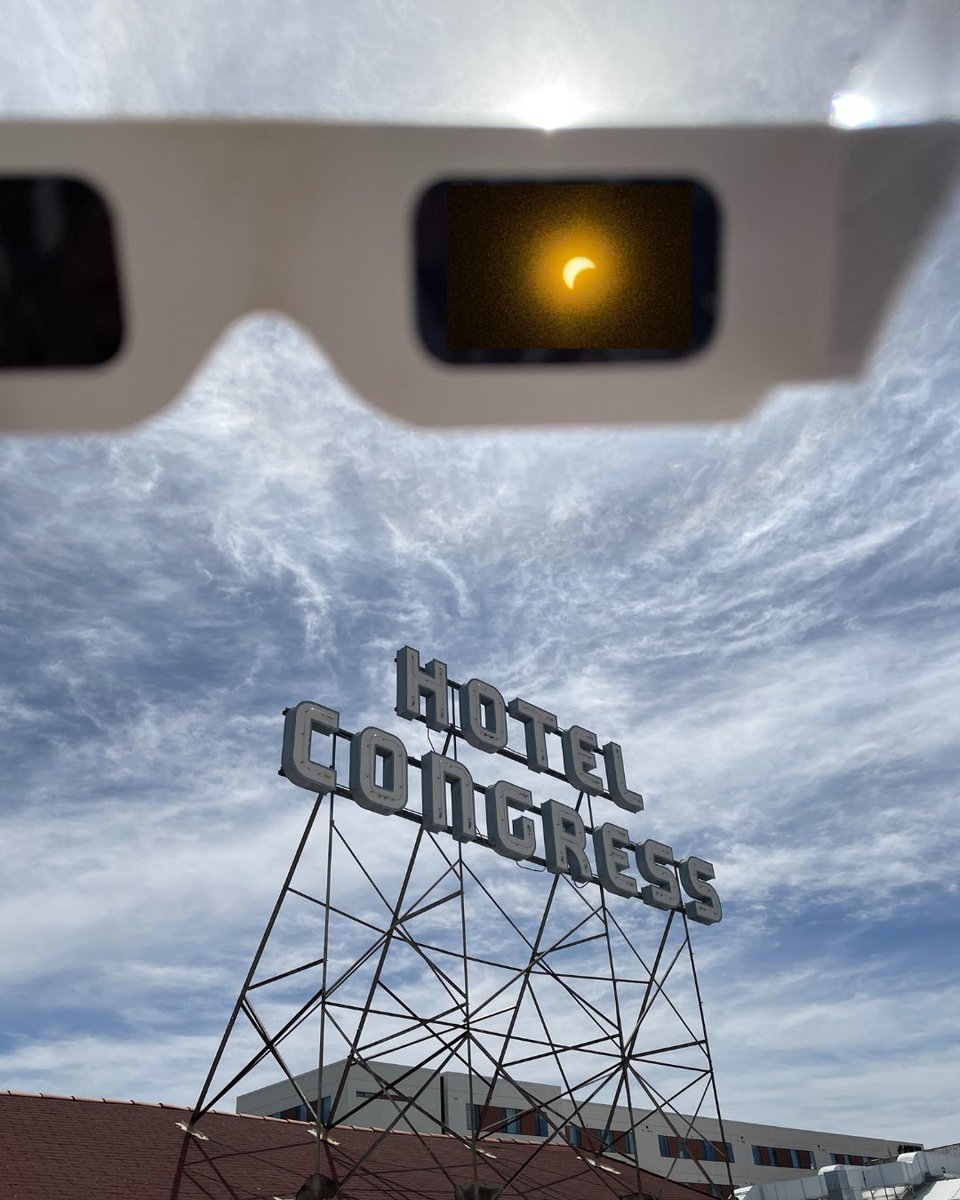 Content Warning: Visuals of the eclipse

Did you get to see the Solar Eclipse? We did at Hotel Congress!🌑🌙✨️