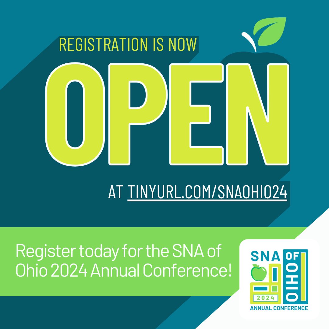 Seize the opportunity! 🚀 Registration for the SNA of Ohio 2024 Annual Conference is now LIVE! Don't wait, secure your spot today at fig.events/.../c35b23d7-5… #SNAofOhio #Ohio #schoolnutritionassociation #schoolnutrition #healthystudents #schoolfood #schoollunch #schoollunchheroes