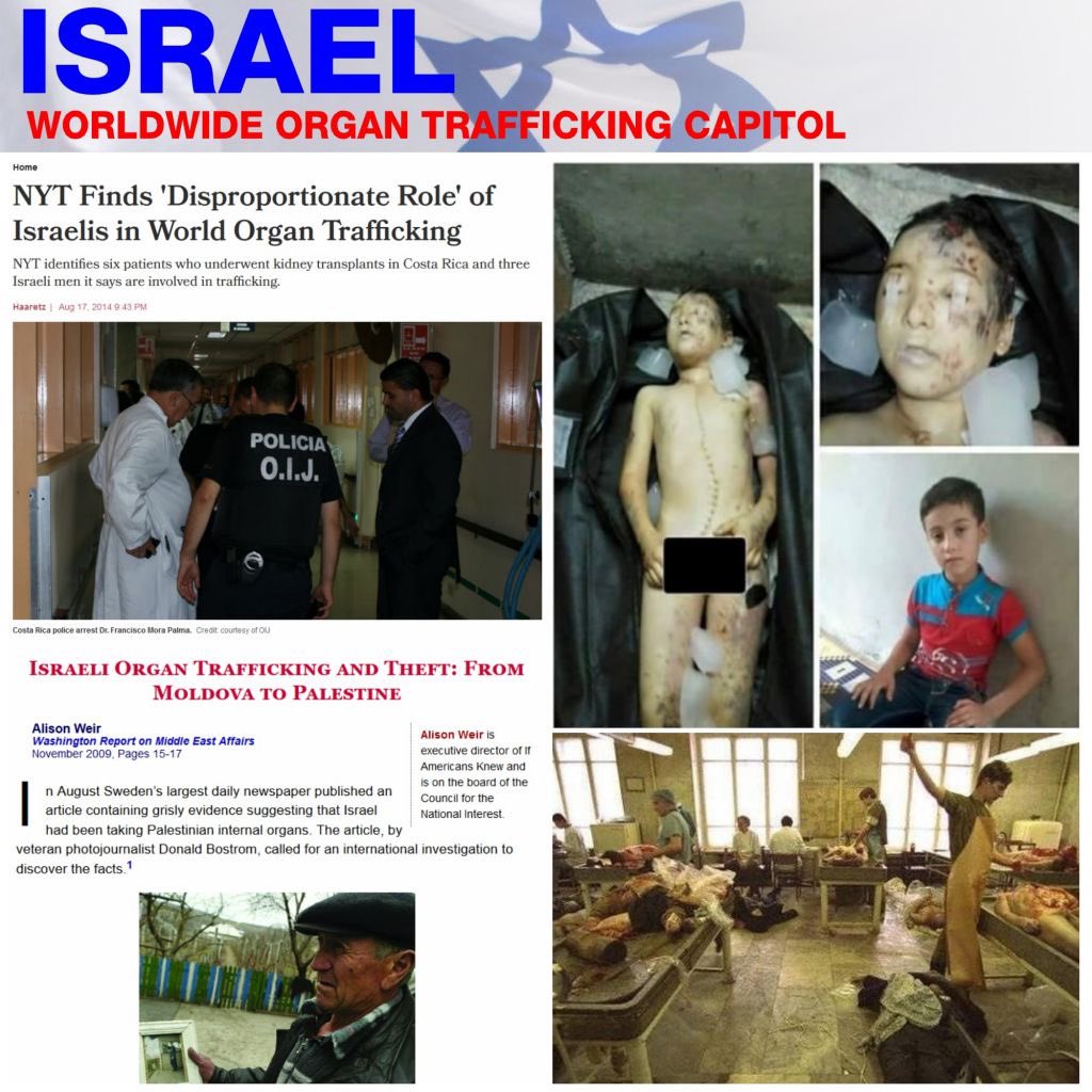 IsraHell murders children and innocent Palestinian adults and then steals their organs to sell for some shekels on the black market. #SynagogueOfSatan