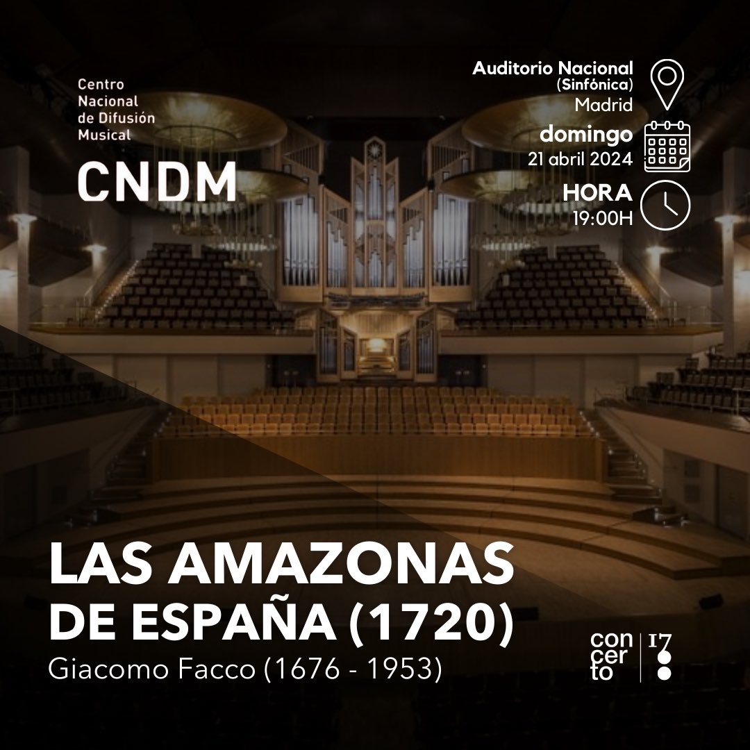 CONCIERTO + SORTEO🎻| «LAS AMAZONAS DE ESPAÑA» (1720) Ópera en dos actos. Música de Giacomo Facco (1676-1753) Libreto de José de Cañizares (1676-1750) SORTEO EN IG 🎉Gana una entrada doble para el próximo día 21 de abril. Con la colaboración de @ArsHispana @cndm_inaem