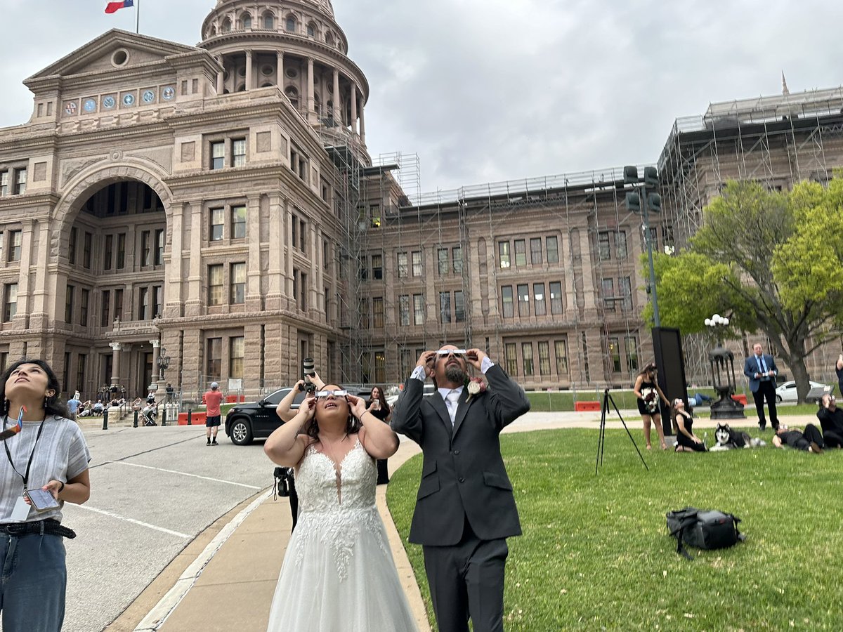 Well the clouds covered the full eclipse at the Capitol but we did get to see an eclipse wedding.