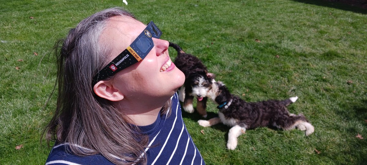 Enjoying the best view in town with the best glasses in town! Thanks @IUPUI #IndyEclipse24 #SolarEclipse2024