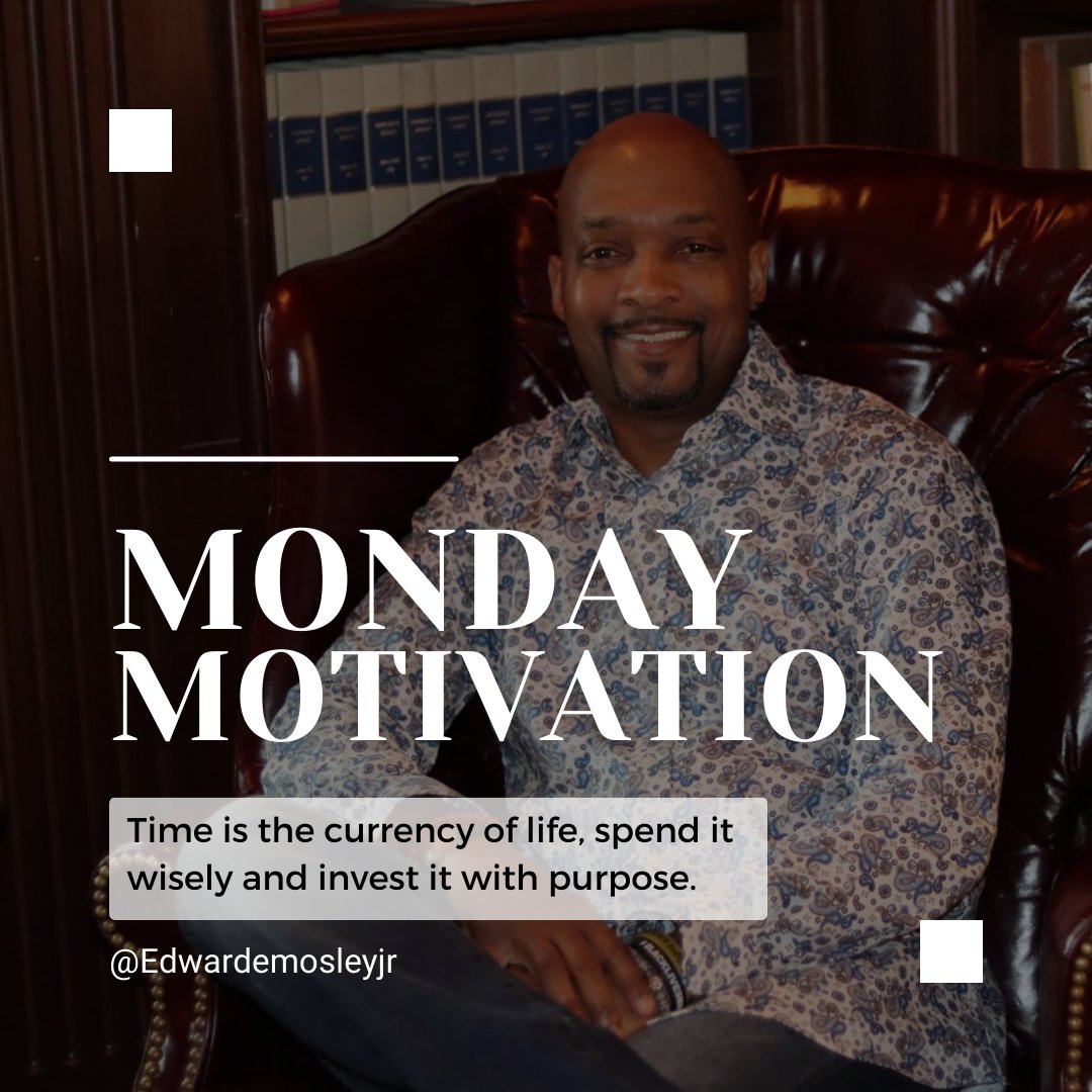 Time is the currency of life, spend it wisely and invest it with purpose.✨

#edwardemosleyjr #mondaymotivation #TimeIsCurrency #InvestInPurpose #ChooseWisely #LiveWithIntent #ValueEveryMoment #SeizeTheDay #MakeItCount #TimeWellSpent #EmbraceTheJourney