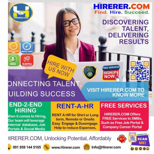 #Solutions for #Success - Your #Reliable #Hiring Partner, HIRERER.COM

Visit learn.hirerer.com to know more

MissionSuccess #AffordableHiring #SMEsupport #BusinessSolutions #HiringExperts #outofjob #rentahr #Hirerer #SmartlyHiring #iHRAssist #SmartlyHR