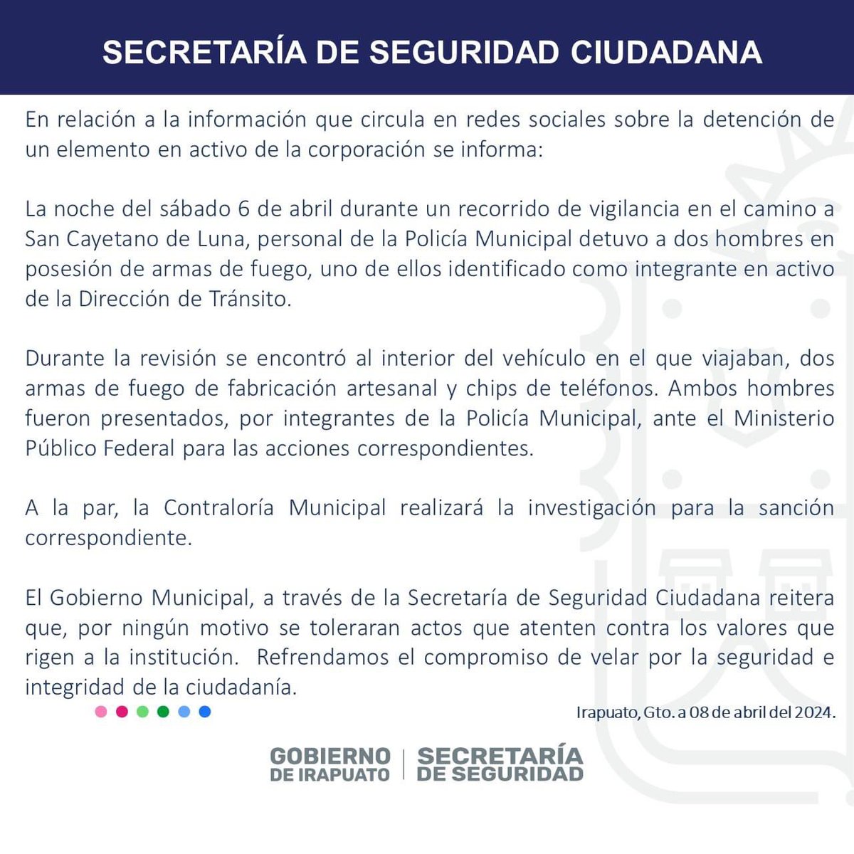 Secretaría de Seguridad Ciudadana 👮🏻‍♀️ (@segpublicaira) on Twitter photo 2024-04-08 18:59:30