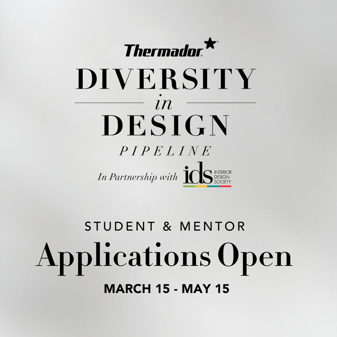 We’re on the search for the next generation of interior design students and mentors. Apply now to our Diversity in Design Pipeline program in partnership with the Interior Design Society via the link below. bit.ly/3J8nuyM