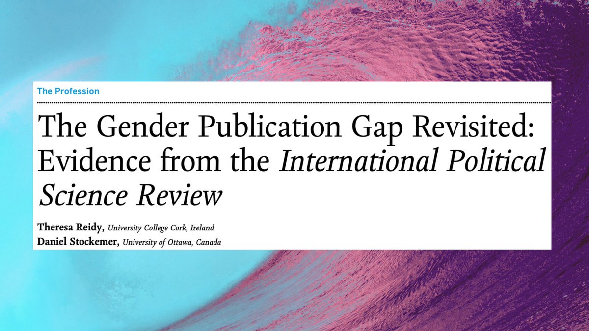 Now on FirstView ft. @theresareidy & @KasChair bit.ly/4aoemCw 'Assuming that men and women continue to publish at approximately equal rates, this also implies that the gender gap in publishing will only erode if there is parity in academia.'