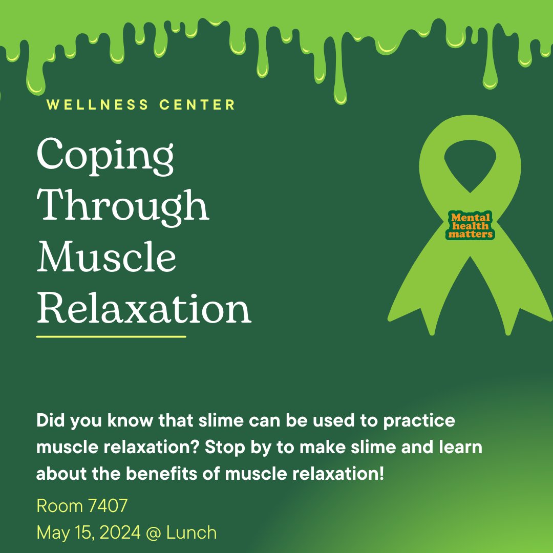 What better way to cope than through muscle relaxation? Stop by and learn about the benefits of muscle relaxation during Mental Health Awareness Month. #proudtobelbusd #wellnesscenter