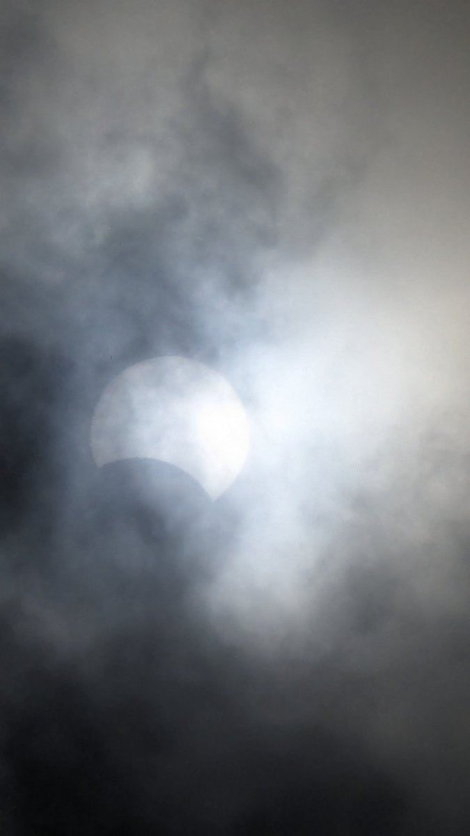 About the best it got in Portland, Or in between clouds. #Eclipse2024 #EclipseSolar2024 #portland #oregon  #pnw