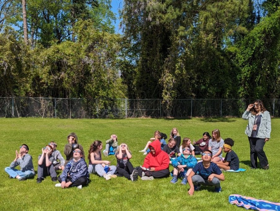 Oberlin Band 7th period has the opportunity to go outside and enjoy the eclipse. 

Thank you to the families who provided our safe viewing glasses.