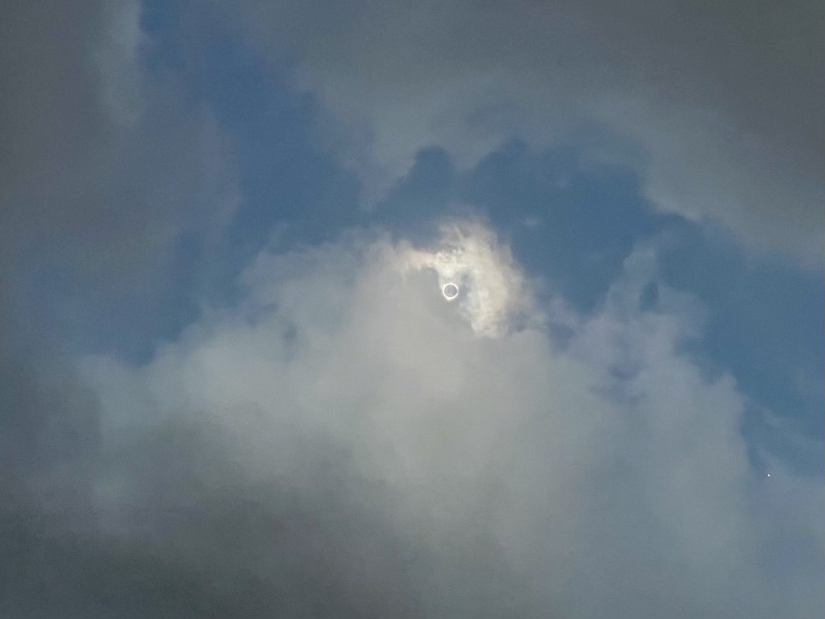 At the start of totality, a wall of clouds. But they parted and it was wonderful