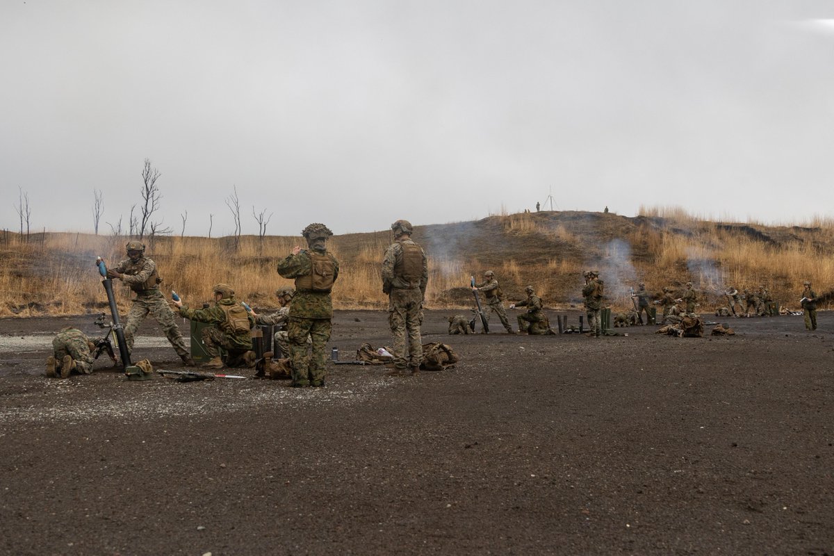 #Marines with @31stMeu fire an M252A2 mortar system during live-fire training at Combined Arms Training Center Camp Fuji, Japan. Live-fire training enhances team coordination and weapon proficiency. The 31st MEU provides a flexible and lethal force in the Indo-Pacific region.