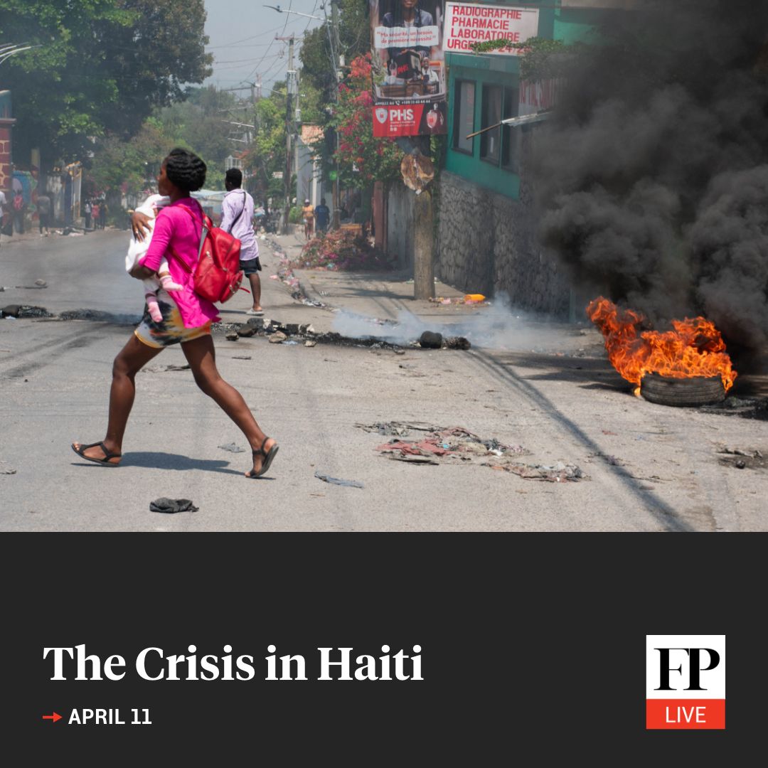 One month after a siege by armed gangs, Haitians continue to flee Port-au-Prince amid what the U.N. has called a “cataclysmic” situation. @Jacquiecharles and @JakobJohnston will join FP Live to discuss the ongoing crisis on April 11. Register here: foreignpolicy.com/live/haiti-cri…