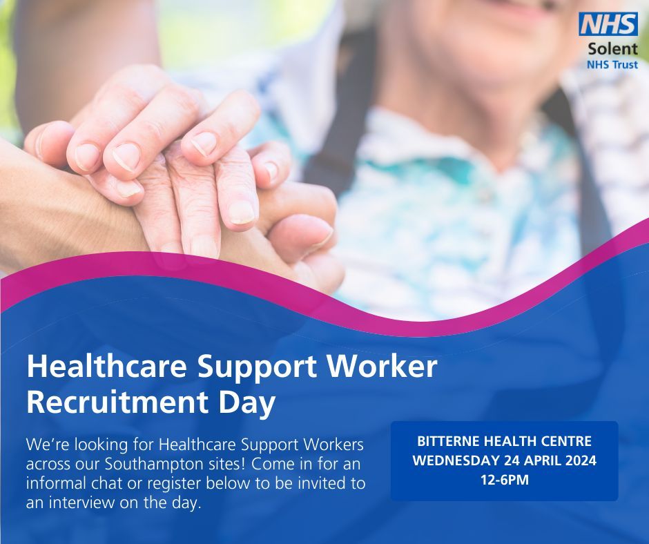 Do you have a passion for care? We're recruiting Healthcare Support Workers across our sites in Southampton. Join our recruitment event on Wednesday 24 April at Bitterne Health Centre to learn more, we look forward to meeting you! Sign up today 👉 buff.ly/3TKZCX2