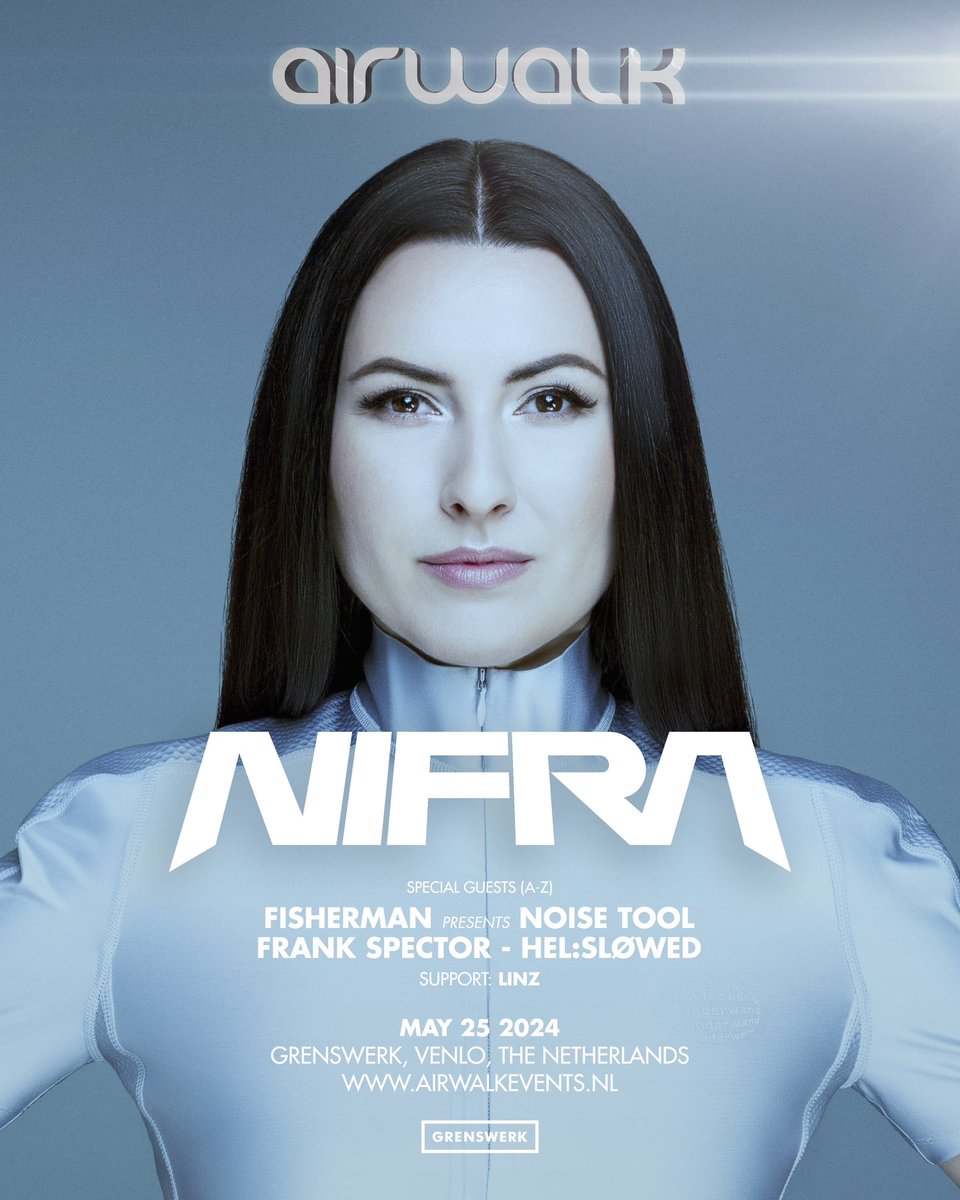 Can't wait to join my girl @Nifra for her headline show next month, introducing my new alias Noise Tool...but what could it be? 👀👀👀 Only one way to find out! By getting those tickets: airwalkevents.nl/event/nifra
