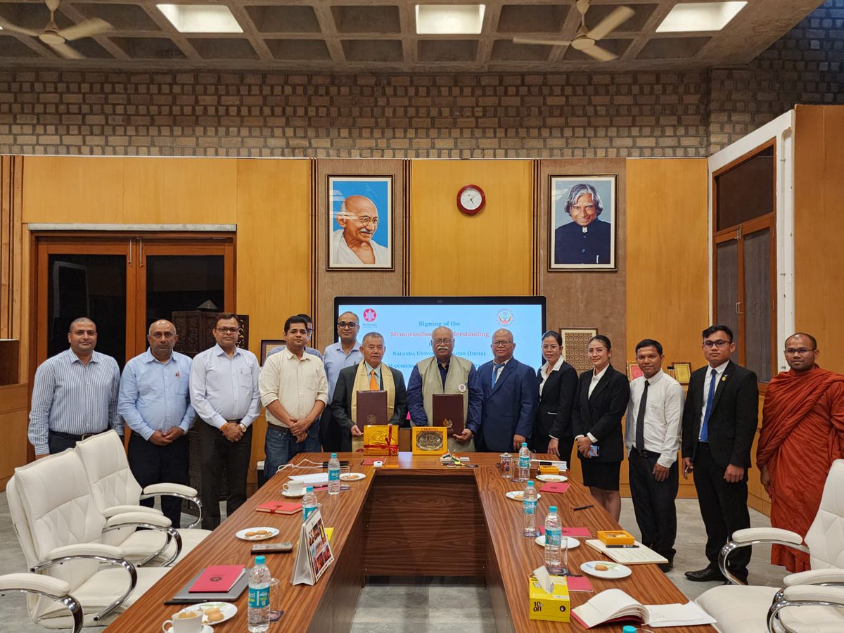 🌟Nalanda University and the University of Management and Economics, Cambodia, inked an MoU today. Looking forward to fruitful exchange and enriching experiences ahead #academiccollaboration#partnership