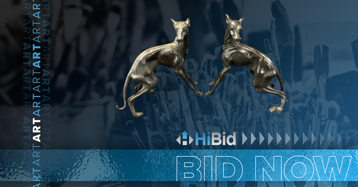 Pair Life Size Bronze Greyhound Statues Auctioneer: Proctor Auctions Online Only Auction - Ends: 4/9/2024 View Lot: tinyurl.com/4ahnppu6 👈 #HiBid #HiBidAuctions #Art #Sculptures #Auction #Bid