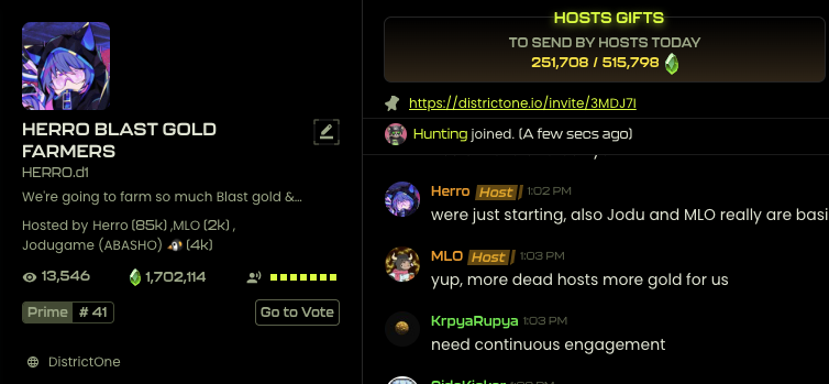Have given out over 250,000 Gems today on <a href="/DistrictOneIO/">DistrictOne</a> 

Still have 250,000 more to go

Gems = Blast Gold
We = Like Blast Gold

districtone.io/invite/3MDJ7I