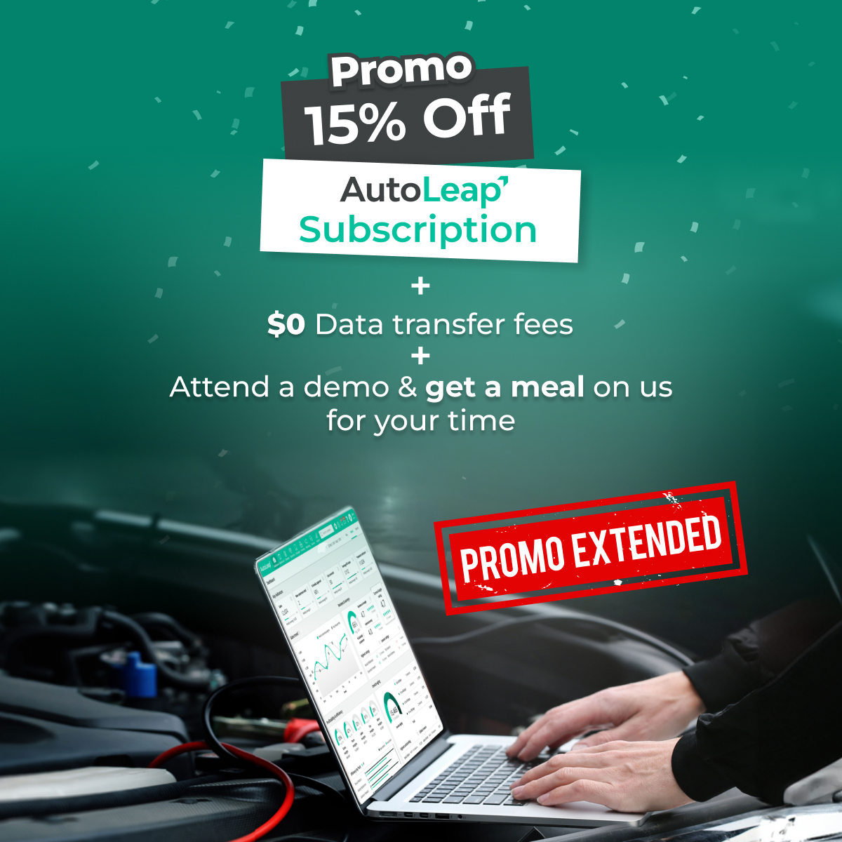 You asked, we delivered 🎉 Our Spring Promo 2024 has been extended! Sign up now and enjoy 15% off your subscription + $0 data transfer fees. Attend a demo with our team and receive a free meal. Sign up today: tinyurl.com/588yxdw8 #AutoLeap #AutoRepair #SpringPromo