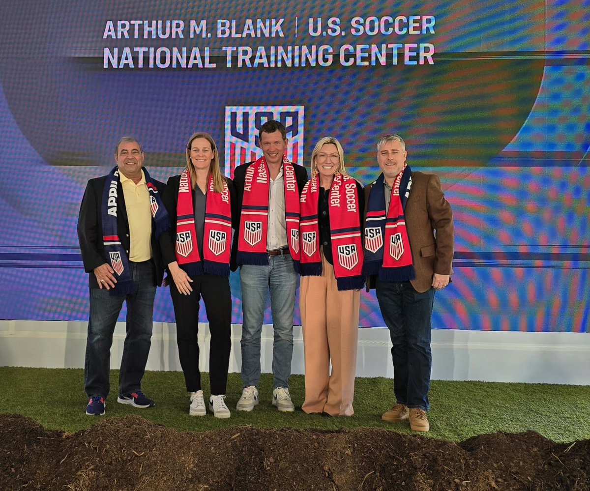 Huge congrats @ussoccer for breaking ground on the new National Training Center in Atlanta. What an incredible facility this will be for our entire soccer community! ❤️🤍💙 // Special to share this moment with fellow BOD members @jtbatson @cone_cindy @JohnPMotta @mikecullina 👏