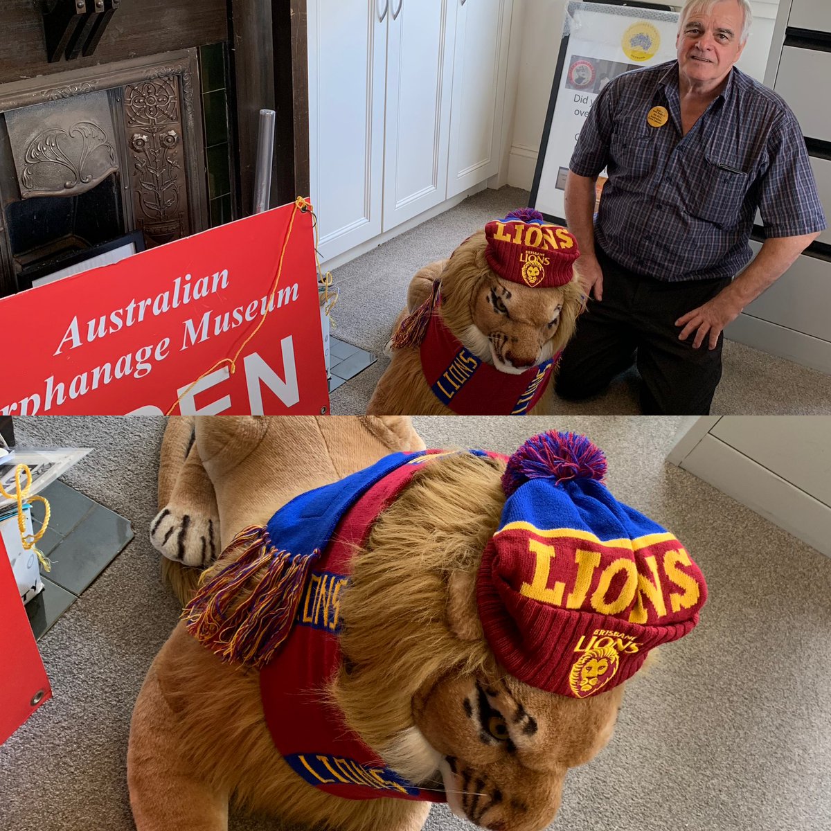 The kindness of Clannies Melb social they learnt a Vic #stateward was getting zero from #Redress All were v distressed ⁦@AmandaRishworth⁩ Roman👏donated large Lion & went extra mile bought ⁦@brisbanelions⁩ beanie scarf ⁦⁩ Clannie loves #RoyBoys #Fitzroy ⁦