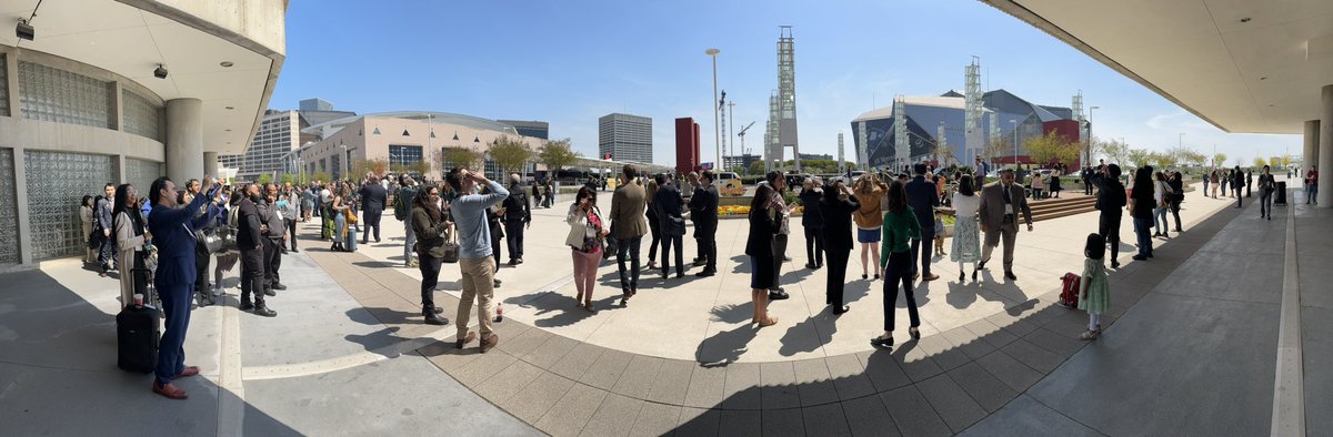 Good crowd outside taking a look at the eclipse at #ACC24 in Atlanta, Georgia! So cool! Thankful for the doctor who shared his eclipse glasses with me! #WellstarCVTeam