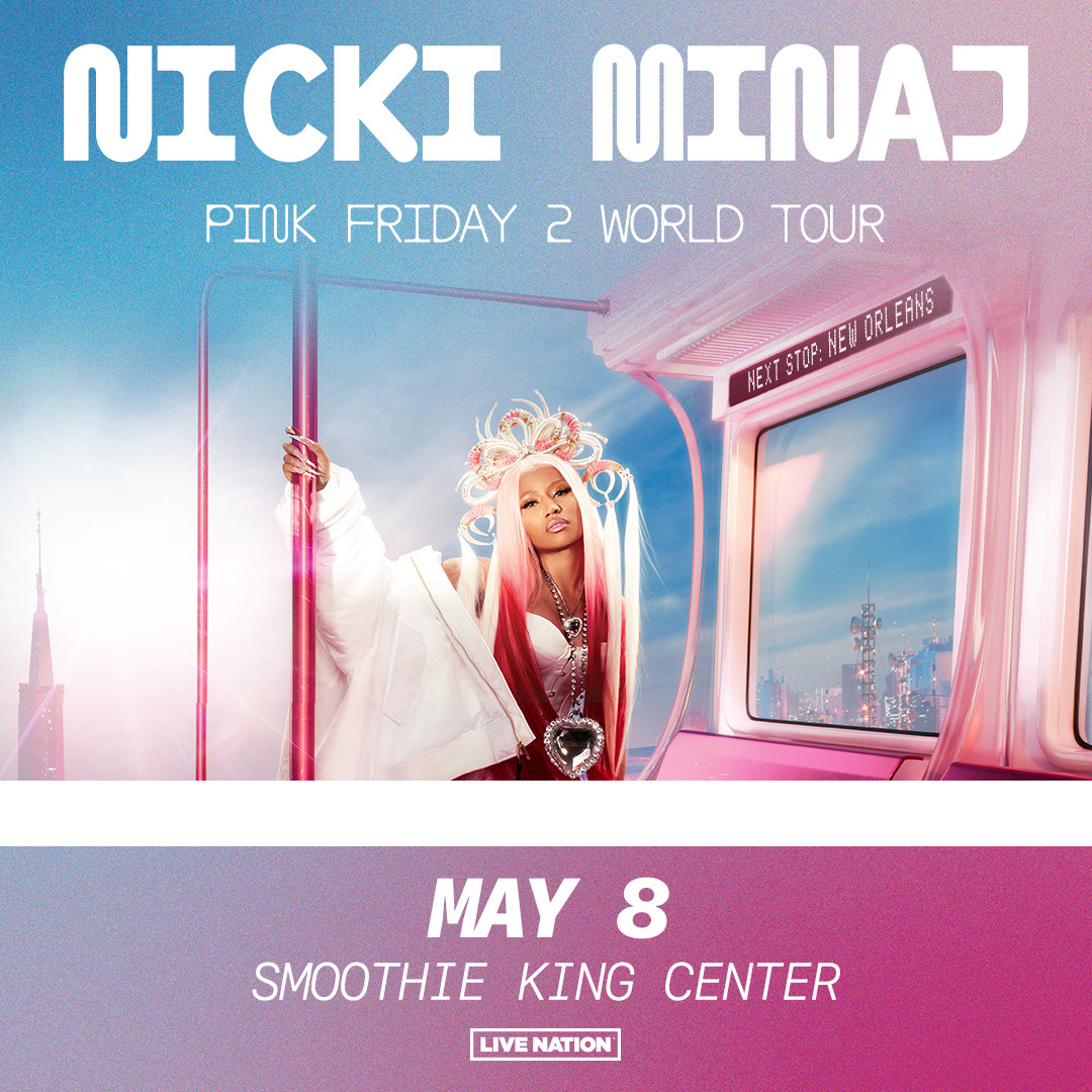 GAG CITY NOLA RELOADING!! 🚨NEW DATE 🚨Nicki Minaj: Pink Friday 2 World Tour, originally scheduled on March 18 is coming to Smoothie King Center on May 8. Tickets for the original date will be valid for this new date