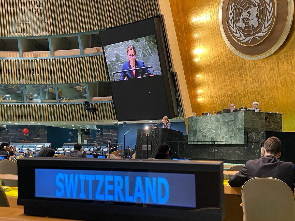 MiddleEast|#UNGA debate following veto in the #UNSC 🇨🇭stressed need to ➡️Implement an immediate ceasefire ➡️Respect int' law The Council must preserve its capacity to act by agreeing on a common objective & negotiating in good faith, which resulted in the adoption of res. 2728