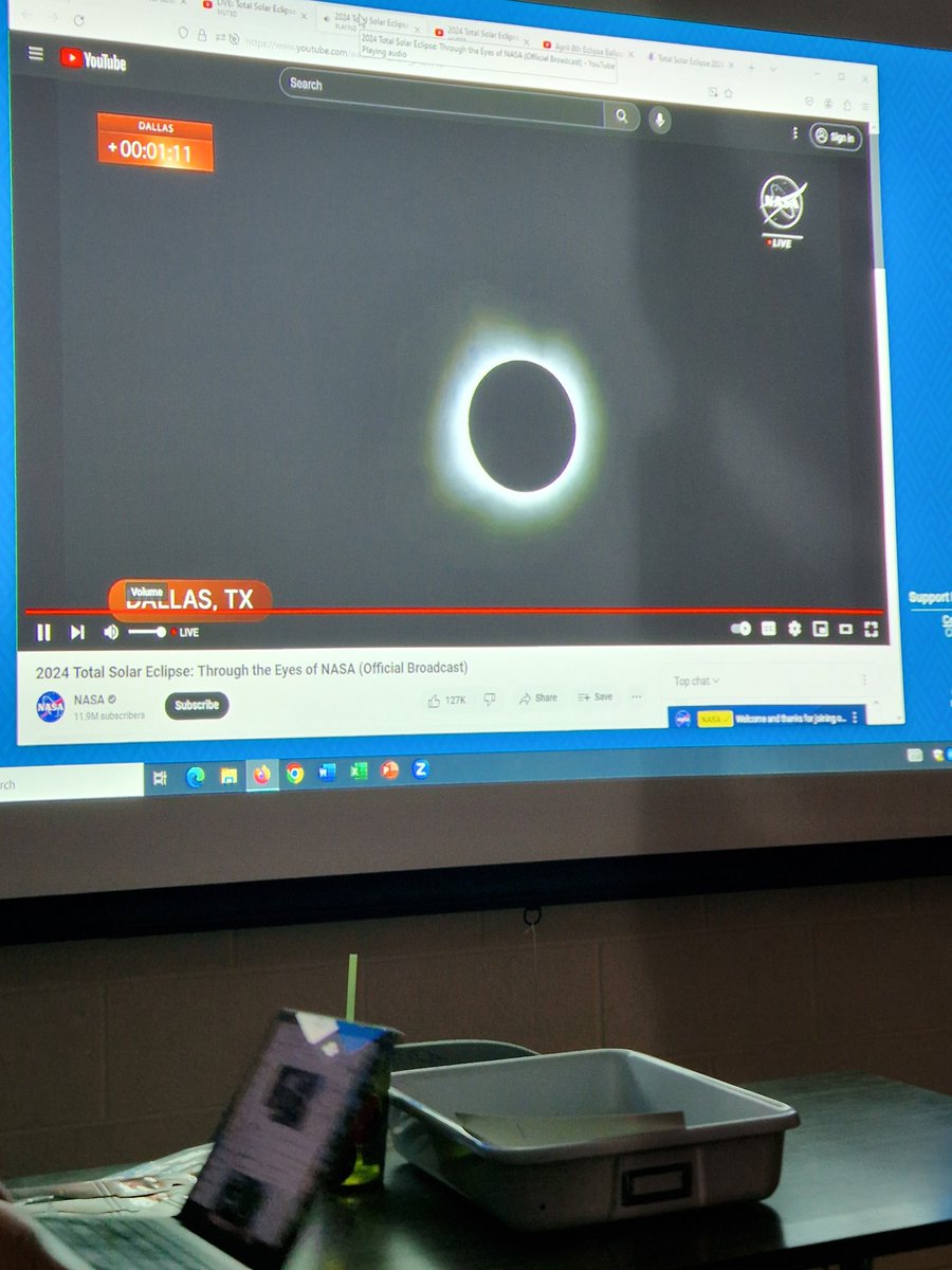 TFW you're in the path of #Eclipse2024 but there's total cloud cover so you're watching it stream in the science department of your friend's college but you're desperate to wear the glasses.