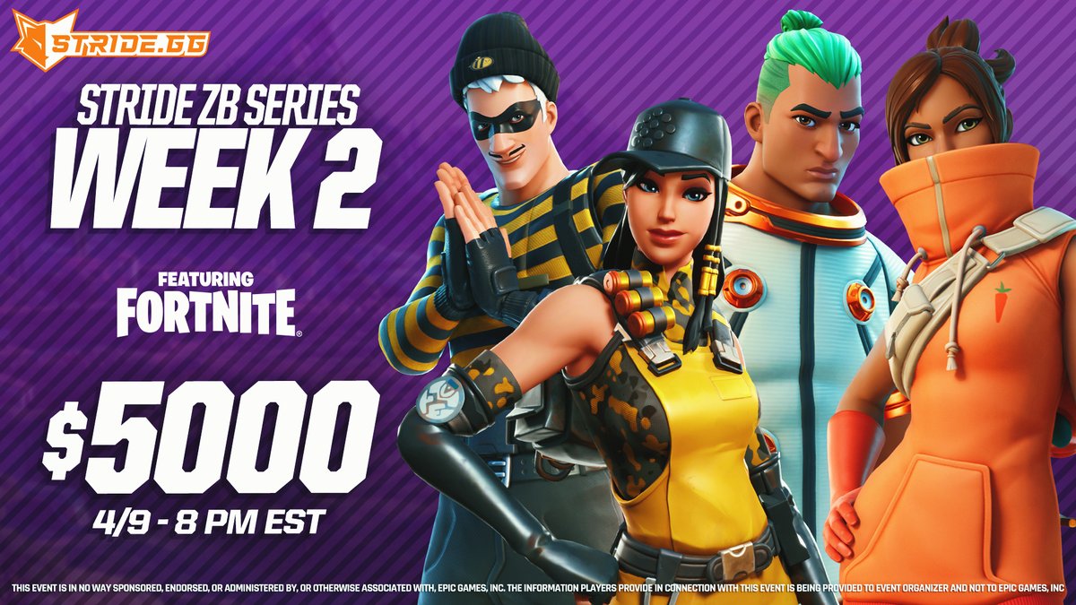 The Stride ZB Series continues tomorrow with Week 2 [SQUADS] Tuesday's Qualifier is from 8pm ET to 11pm ET Your best 5 games count for points Thursday's Finals starts at 8pm ET Join to find a squad and play 👇 discord.gg/stride