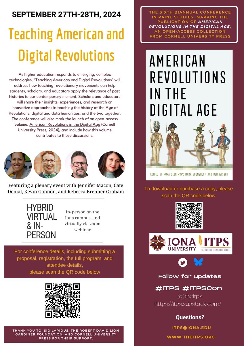 A few more weeks to send in your proposals for 'Teaching American and Digital Revolutions'! Please join us virtually or in-person this September: details⬇️ or at theitps.org/cfp-teaching-a…