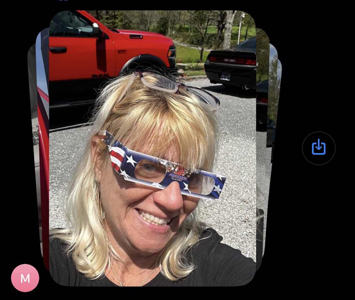 my mother sent me a pic of her watching the solar eclipse… she’s wearing translucent firework glasses bro.. she’s definitely blind now