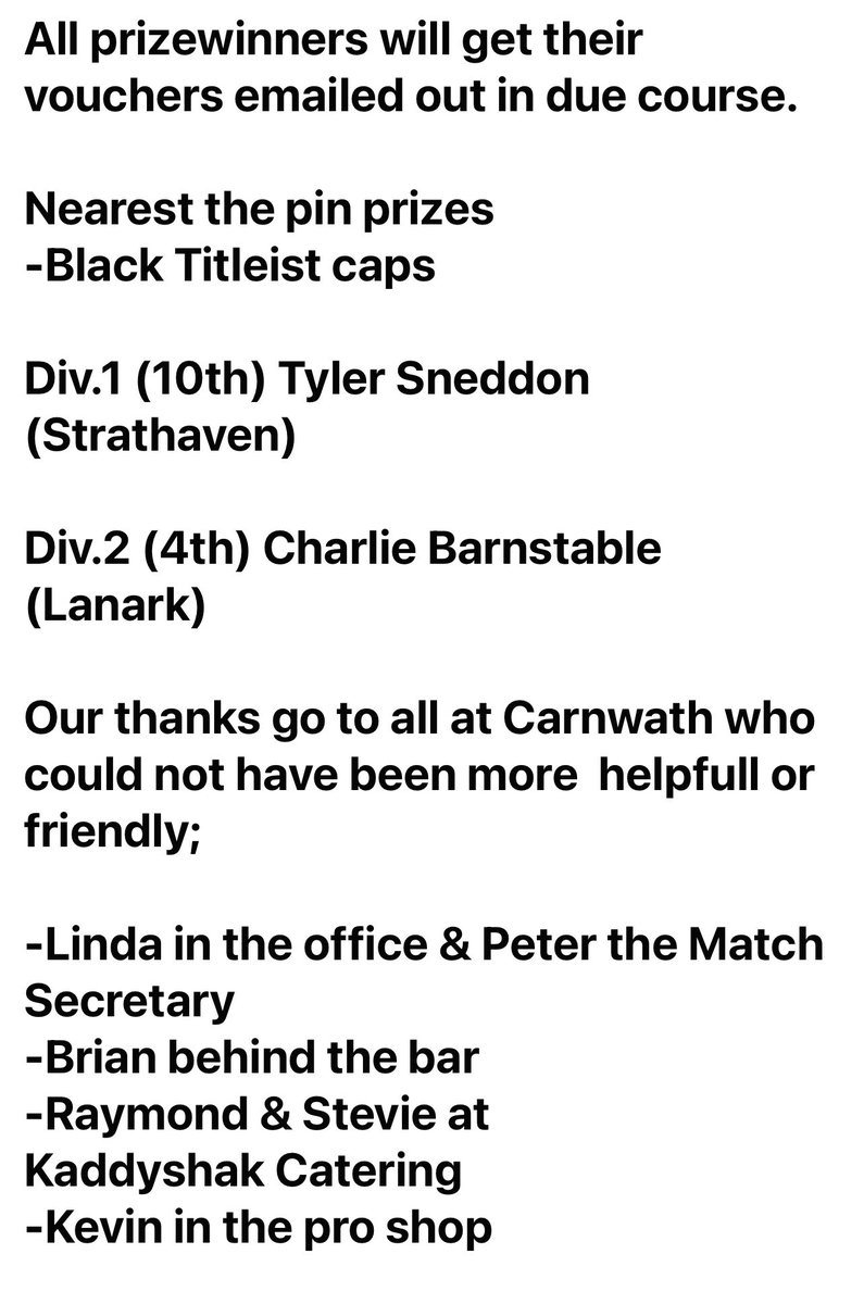 LGA Boys Spring Medal 8 April 42 boys played today in fantastic weather @CarnwathGC. One of the few courses around with 18 holes open and all on big greens👏👏 Many congrats to the greens team All results are attached👀 Big thx to all at Carnwath👏👏