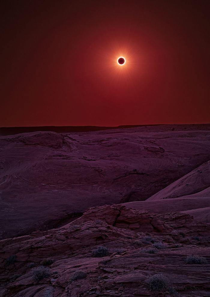 Solar eclipse on a canyon, makes it look like we're on Mars!