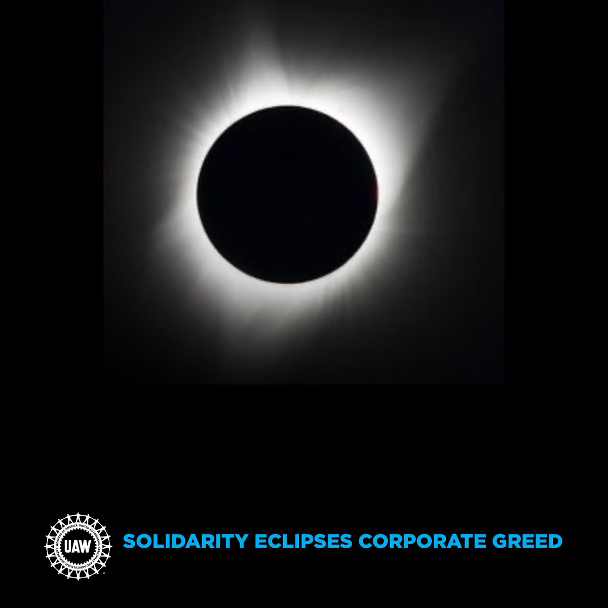 Solidarity eclipses corporate greed because there's no power greater than solidarity! Members of @ABetterNYLAG @ALAA 2325 in @UAWRegion9A watching the eclipse in NYC using protective eclipse glasses. #StandUpUAW #Solidarity 📸 Julia Geiger