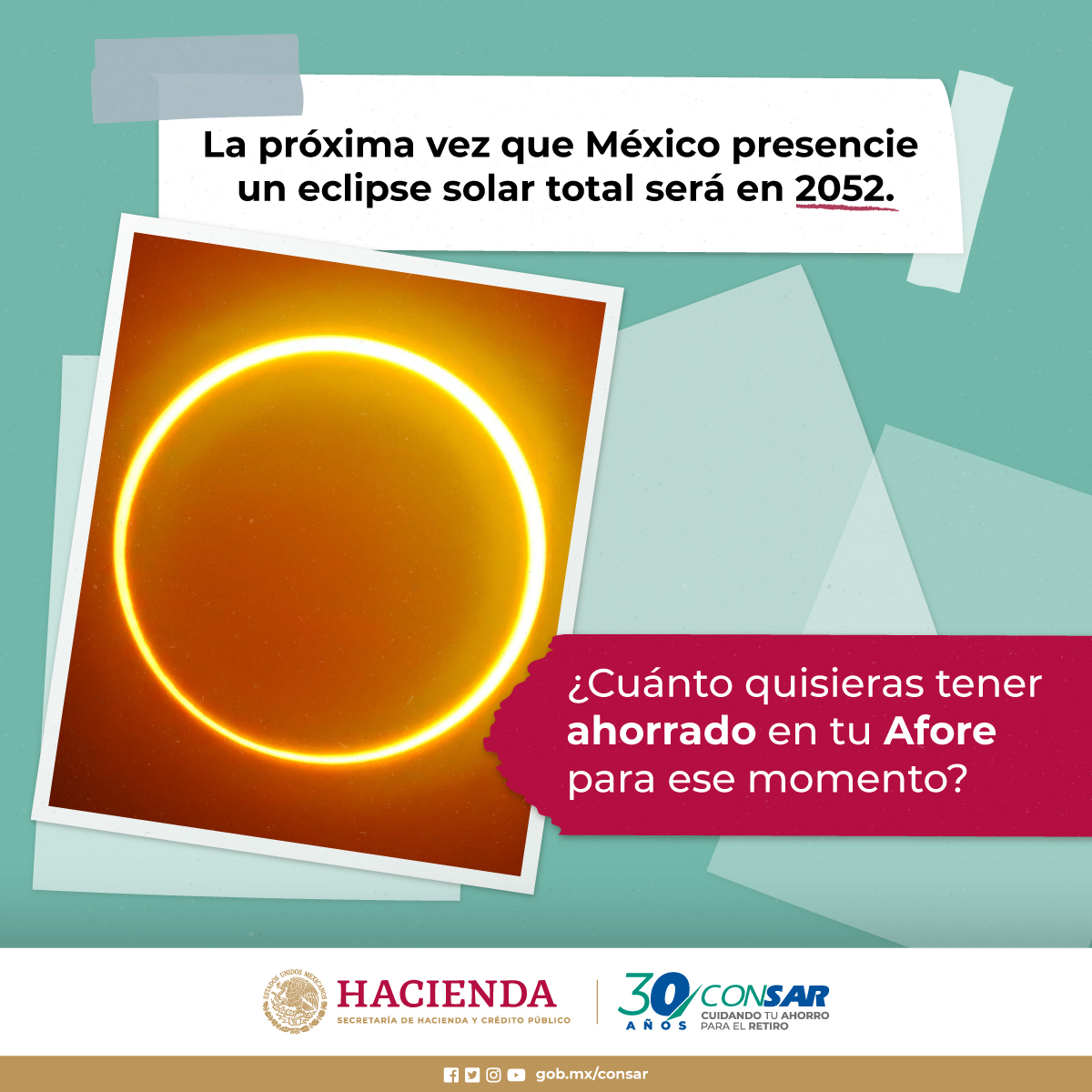 ¡Ojo! Aún estás a tiempo de incrementar 📈 tu ahorro para el retiro y prepárarte para aclarar tu #EclipseFinanciero. ✨ Conoce cómo aquí👉: acortar.link/H1vqqQ