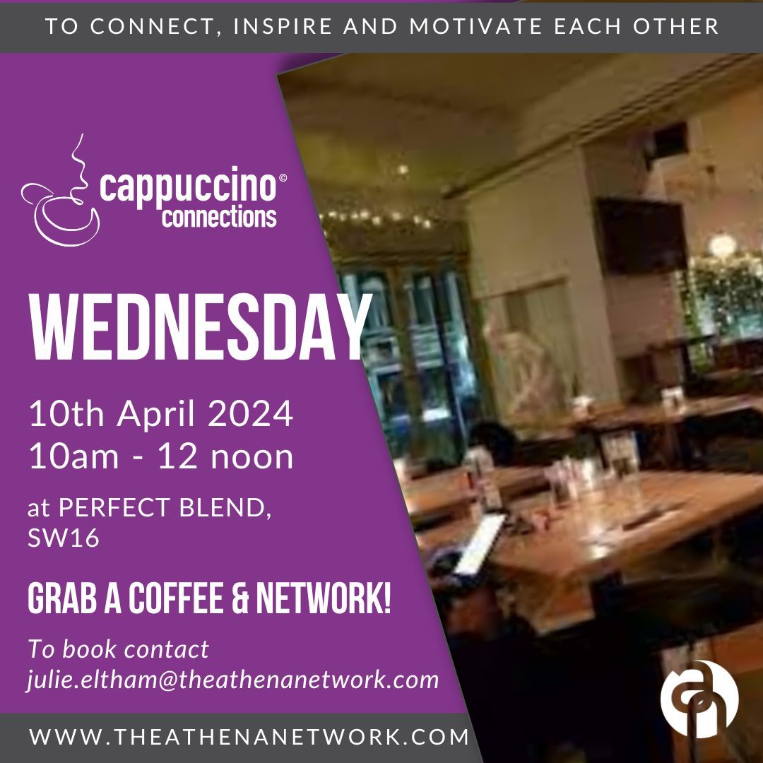 #Streatham's April Cappuccino Connections!

Come along and meet us if you are free. It doesn't have
to be for the full 2hrs, you can come and go at a time
to suit you!

Cappuccino Connections | 10am 'til 12pm at Perfect
Blend, SW16

#NetworkingOpportunity #Networking