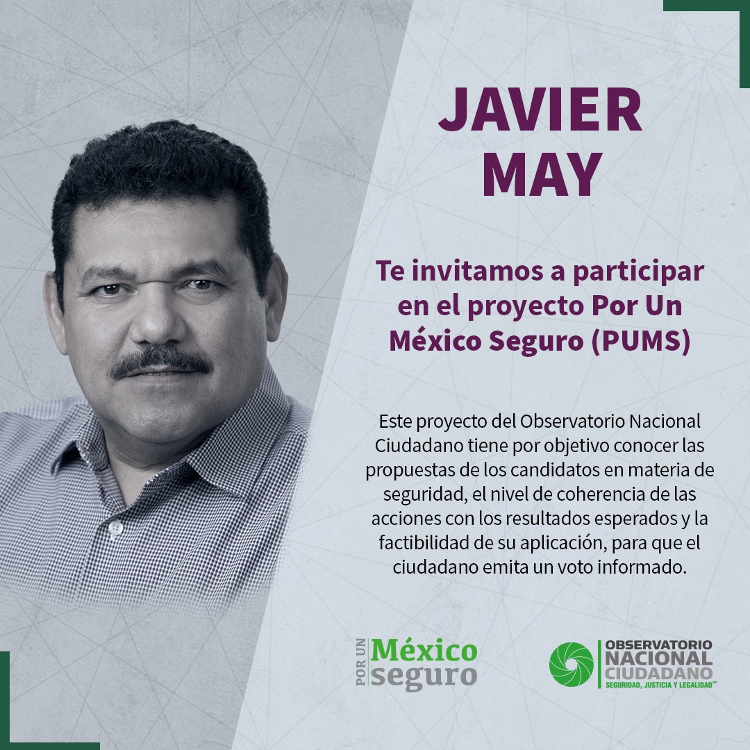 ObsNalCiudadano's tweet photo. Invitamos a los candidatos a participar en el proyecto PorUnMéxicoSeguro en el que podrán compartir sus propuestas en materia de #seguridad y #justicia.@frarivasCoL

@TabascoJavier
#PorUnMéxicoSeguro https://t.co/2DyC8ppn0f