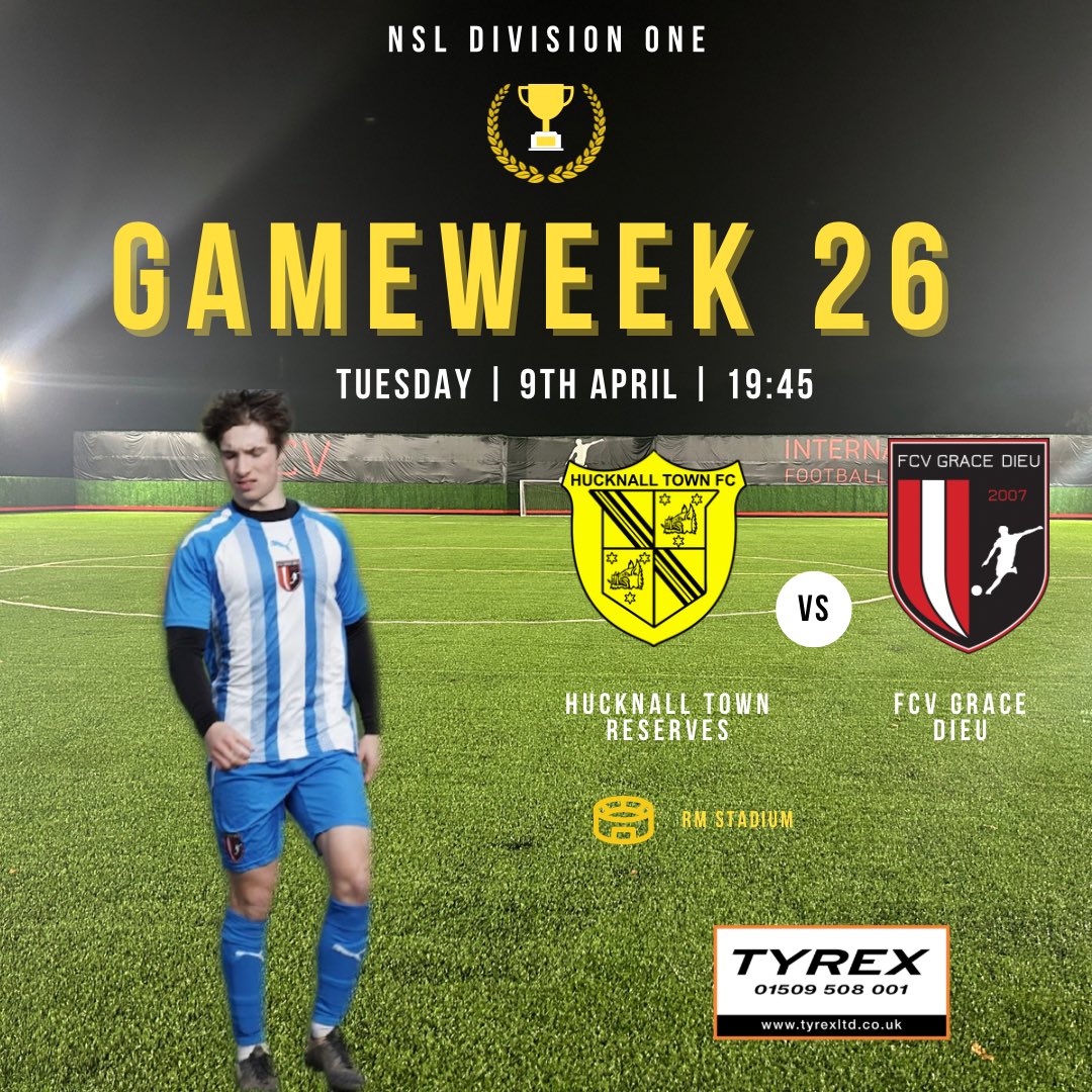 🔴 LEAGUE FIXTURE ⚫️

Gameweek 26 sees us play our 8th consecutive and final away fixture of the season! We take on 5th placed Hucknall Town Reserves at the RM Stadium. 

🆚 @HucknallDev 
🏆 @NottsSeniorLge D1
📍Aerial Way, NG15 6DW
🗓️ Tues 9th April
⏰ 7.45pm KO