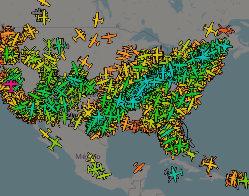 Incredible pattern in the ADS-B data for the solar eclipse of General Aviation flying for the event.