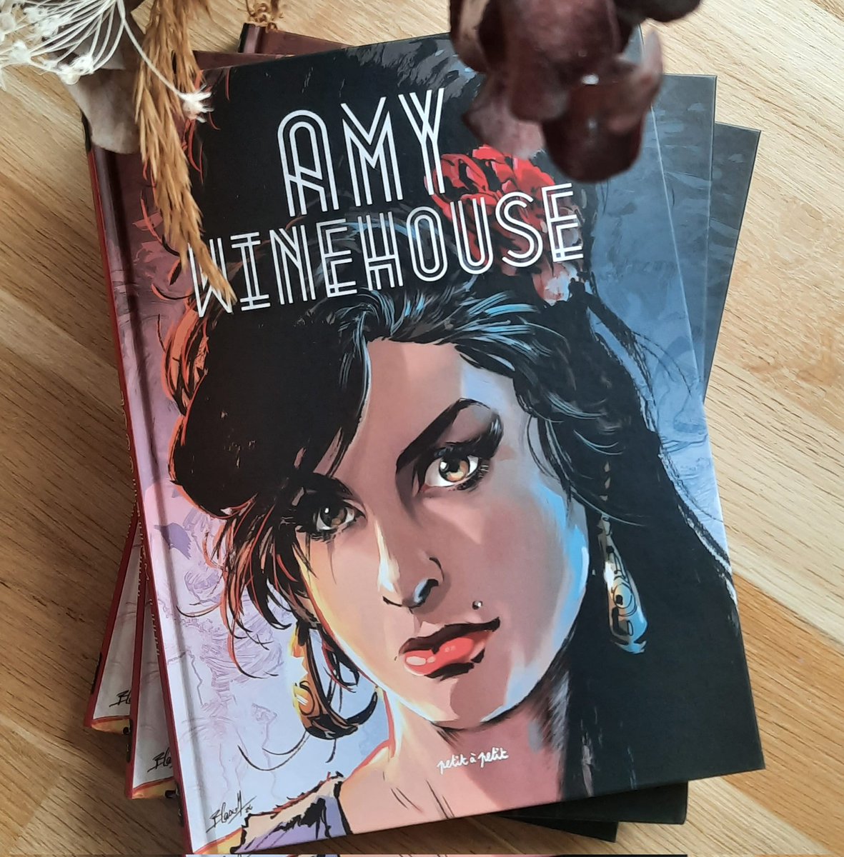Sinon j'ai co-écrit les pages documentaires de ce docu-BD sur #AmyWinehouse qui sort la semaine prochaine aux éditions @PETITAPETIT__ et je suis très émue j'espère qu'il vous plaira ✨️🔥